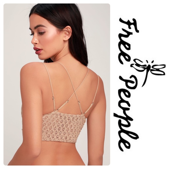 NEW FREE PEOPLE ADELLA NUDE LACE BRALETTE - Picture 3 of 7